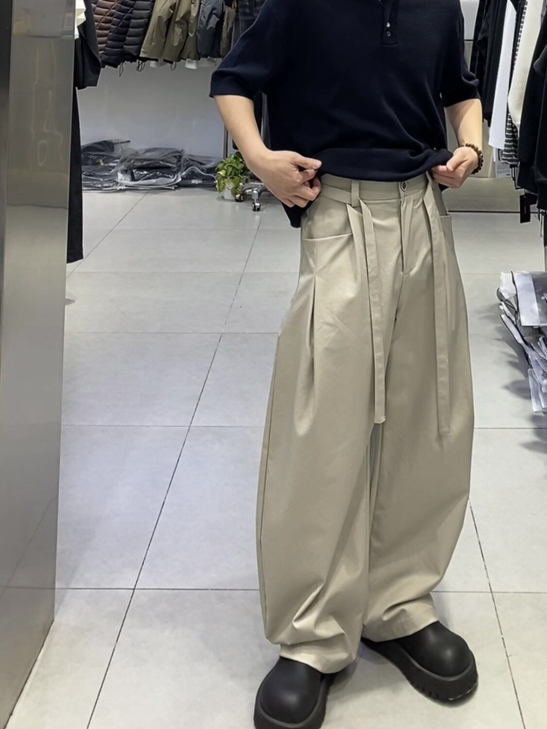 2026新款春装西裤卡其男阔腿裤时尚百搭裤子