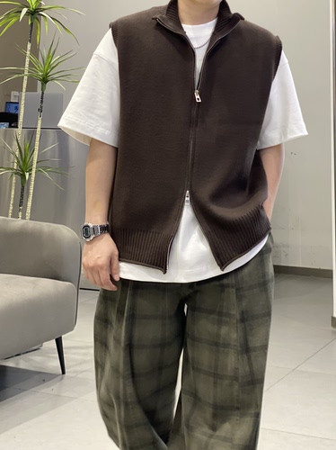 2026秋季新款男装时尚潮流休闲百搭针织马甲潮牌宽松拉链坎肩背心