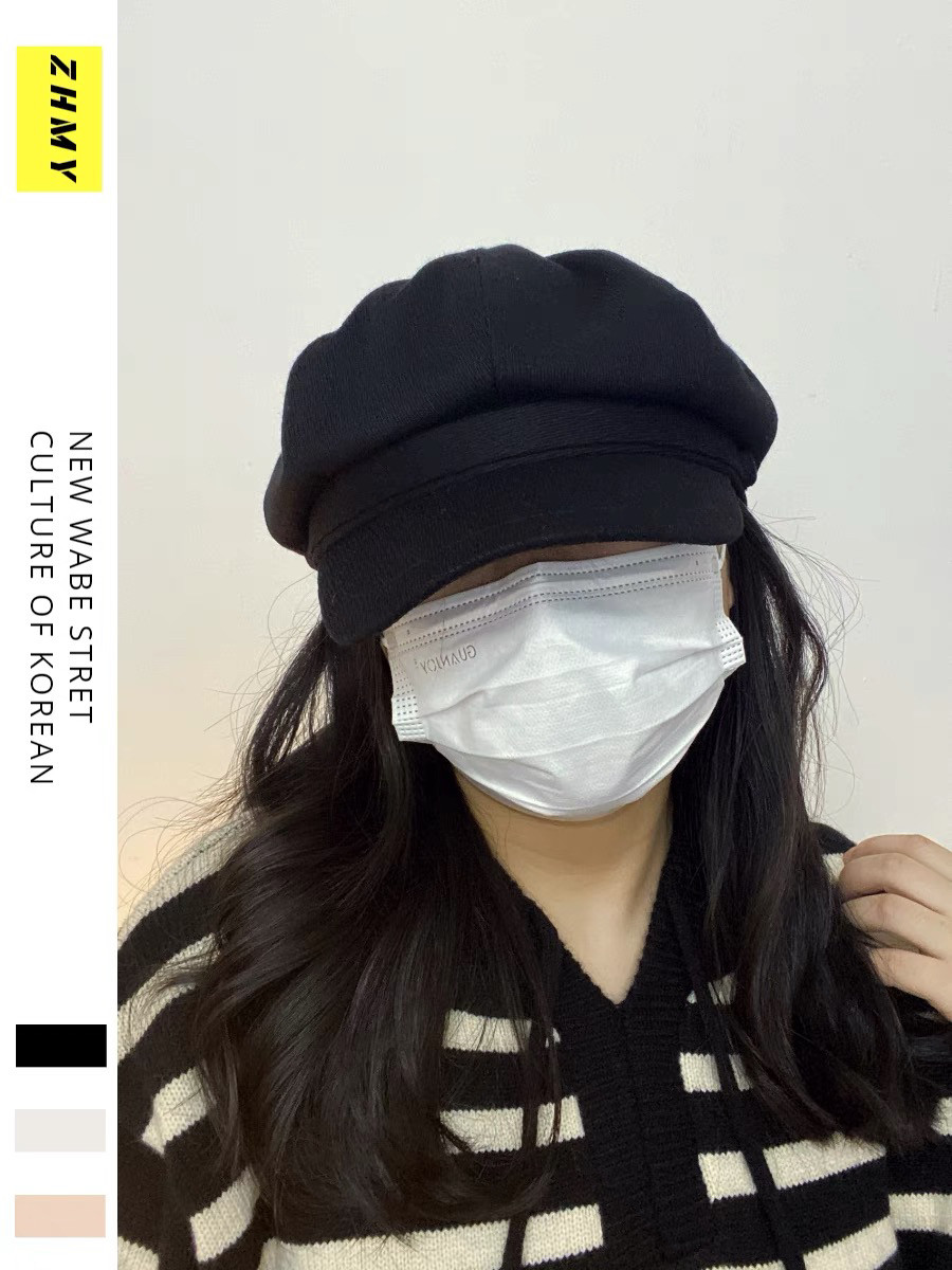 玥玥爱帽泡宅女同款八角帽英伦显脸小秋季日系贝雷帽百搭报童帽子