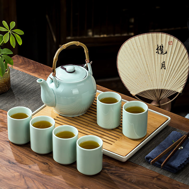 千禹兴青瓷提梁壶功夫茶具套装