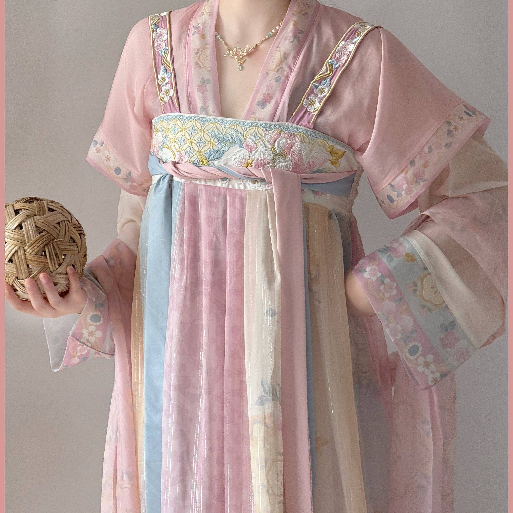 唐褙子齐胸刺绣汉元素春夏吊带裙图片