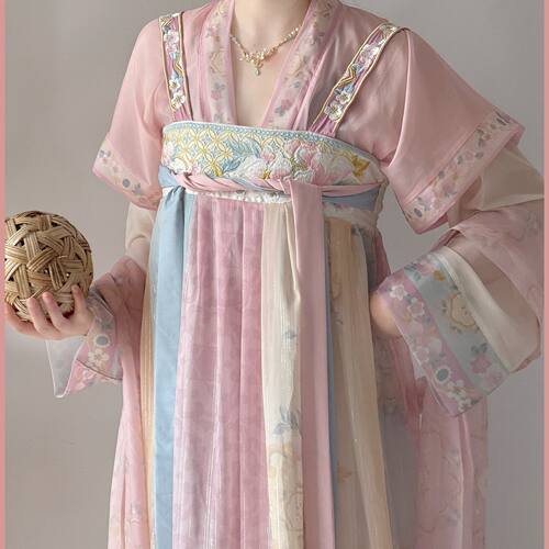 唐褙子齐胸刺绣汉元素春夏吊带裙