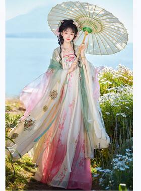 唐制齐胸襦裙绣花大袖衫春夏款