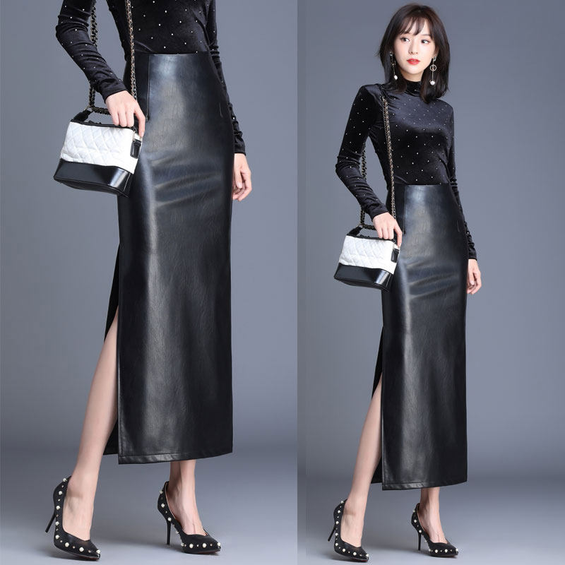秋冬半身长裙复古高腰包臀皮裙超长款侧开叉半身裙pu皮女装皮裙子,女装/女士精品,半身裙,淘宝优惠券,粉丝福利购,淘宝优惠卷
