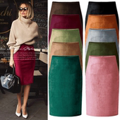 包臀中长款 显瘦包裙修身 半身裙高腰微弹一步裙时尚 麂皮绒秋冬新品