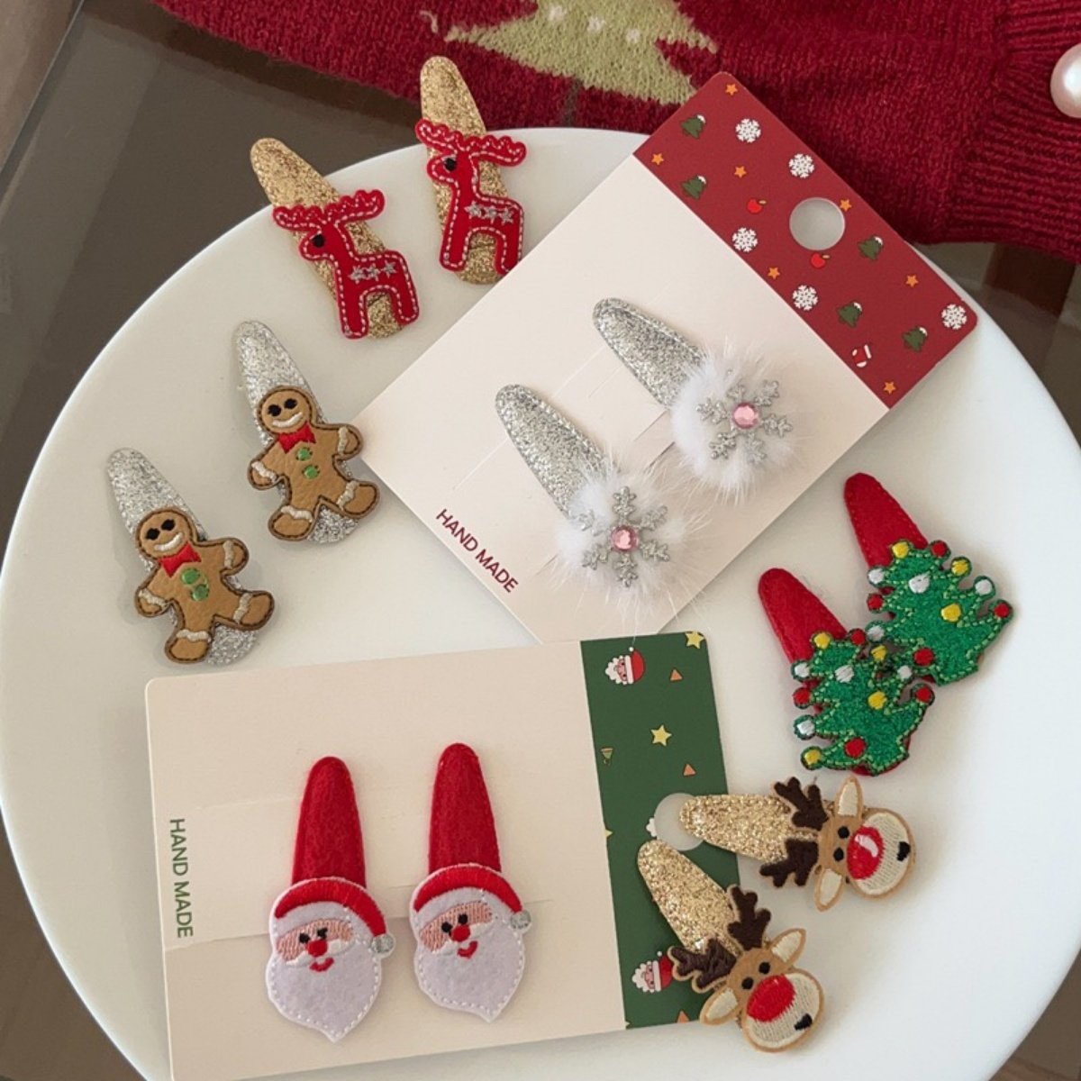 女童圣诞树麋鹿bb夹儿童趣味姜饼人碎发刘海夹可爱少女侧边夹发饰