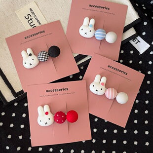 儿童可爱卡通米菲兔纽扣发夹鸭嘴夹甜美少女碎发刘海夹边夹学生夹