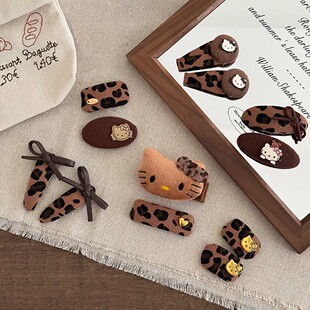 儿童可爱毛绒小猫咪发夹女童甜美豹纹刘海夹边夹小女孩碎发夹发卡