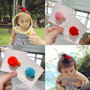 同款发夹可爱毛线球边夹儿童刘海夹宝宝发饰女童头饰公主发卡
