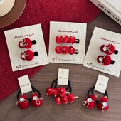 新年红福禄发夹女童小葫芦发卡小女孩古风发饰儿童糖葫芦发圈发夹