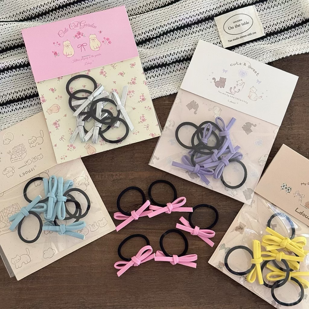 婴儿童皮面蝴蝶结发圈女童可爱糖果色头绳宝宝小号皮筋小女孩发绳