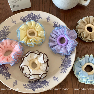 甜甜圈皮筋儿童可爱蓬蓬纱裙边发圈女孩扎丸子头套圈韩版女童头绳