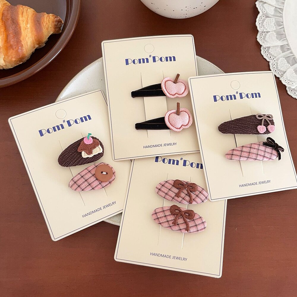 可露丽粉女孩复古蝴蝶结蛋糕发夹儿童布艺粉苹果掰掰夹女童刘海夹,童装/婴儿装/亲子装,发饰,淘宝优惠券,粉丝福利购,淘宝优惠卷