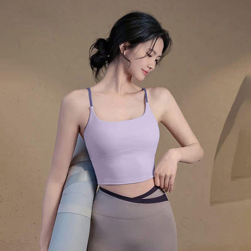 普拉提瑜伽服背心女跑步运动文胸内衣健身美背绝美细肩带胸垫吊带
