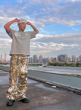 COZY【蒋劲夫同款】原创美式水洗做旧迷彩裤男款新款秋冬工装阔腿