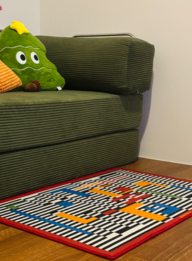 2COZY原创设计 拼色中古包豪斯地毯客厅轻奢高级感免洗卧室地垫