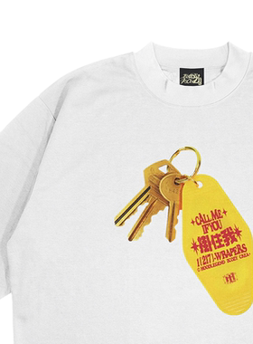 原创“挂住我”重磅纯棉 小领口T恤 数码直喷 亚文化男女学生短袖