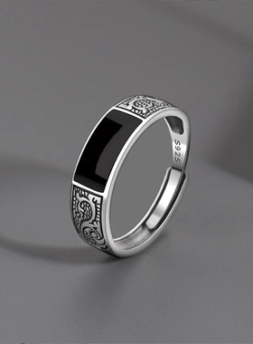 龙纹戒指男ins新款潮牌百搭高级感小众花纹开口戒指男士戒指批发