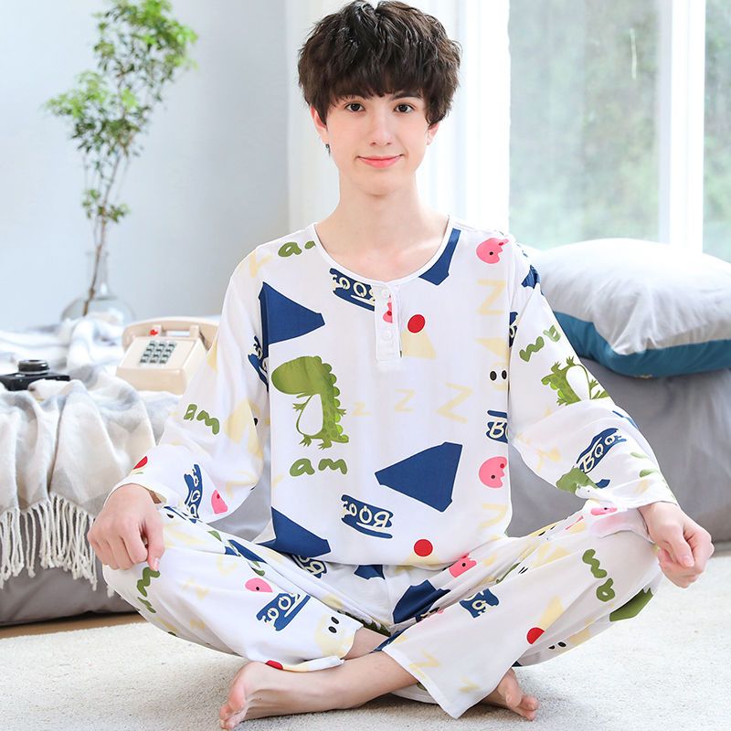 长袖长裤睡衣青少年男大人男士