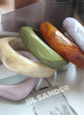 欧美风大款理石纹炫夸张亚克力手镯 异形法式宽个性方形手饰