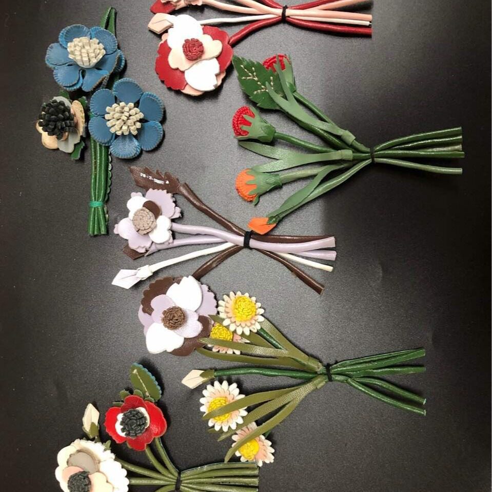长9.5c m皮花朵胸花发夹鞋花包花饰品挂件胸花头夹配饰一字夹