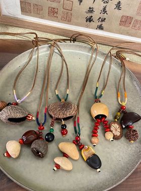 新中式天然果壳摇铃项链风铃疗愈系挂饰果壳项坠满愿种子吊坠