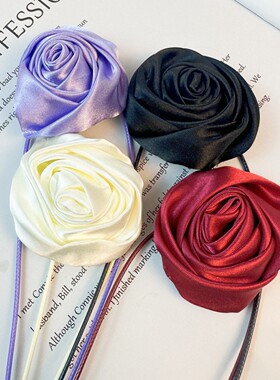 韩国新款玫瑰花项链甜酷少女花朵系带项圈锁骨链女配饰品