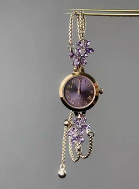 vintage满钻抽拉可调节手表链复古气质手链通勤手饰