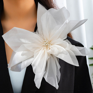 春夏新款欧根纱布艺花朵胸针女胸花时尚25CM服饰别针配饰