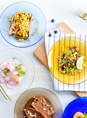 duralex多莱斯玻璃盘子菜盘家用时尚高级感耐热牛排意面盘高颜值