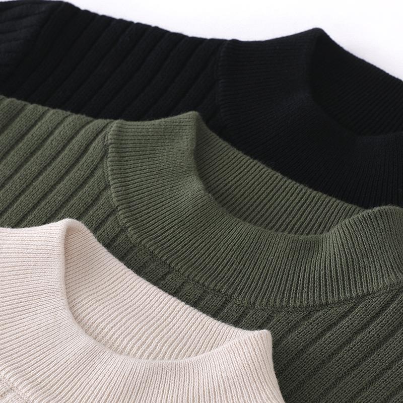 100%纯棉线针织衫女秋冬季半高领加厚长袖套头毛衣内搭款式打底衫