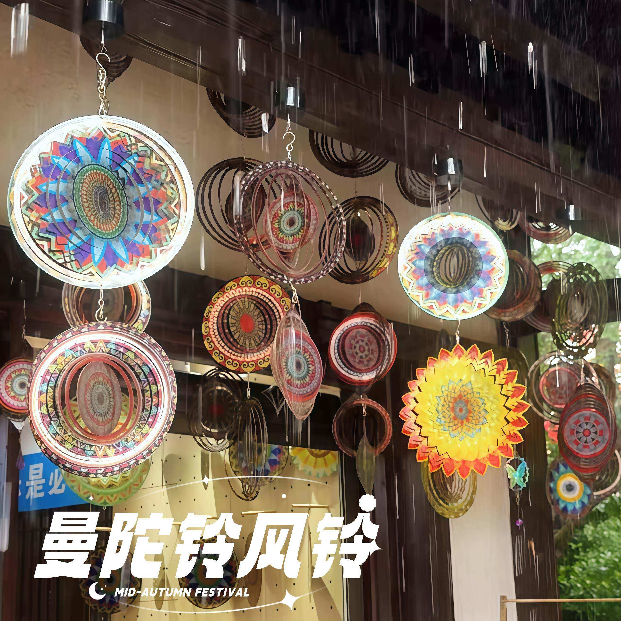 【江西葛仙村同款】曼陀罗风铃3d神秘之眼可折叠旋转北欧花园挂饰,家居饰品,风铃及配件,淘宝优惠券,粉丝福利购,淘宝优惠卷