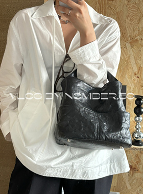 【No.59】头层牛皮“知识分子”山本风水桶包褶皱手提包单肩斜挎