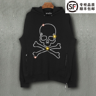 新款 情侣装 MMJ 套头线条骷髅卫衣 休闲烫钻定制 施华钻 潮牌