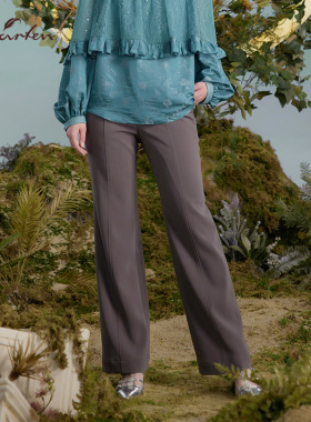 CHARFEN朝峰复古气质优雅显瘦百搭纯色休闲长裤女CFD3C023-0073D