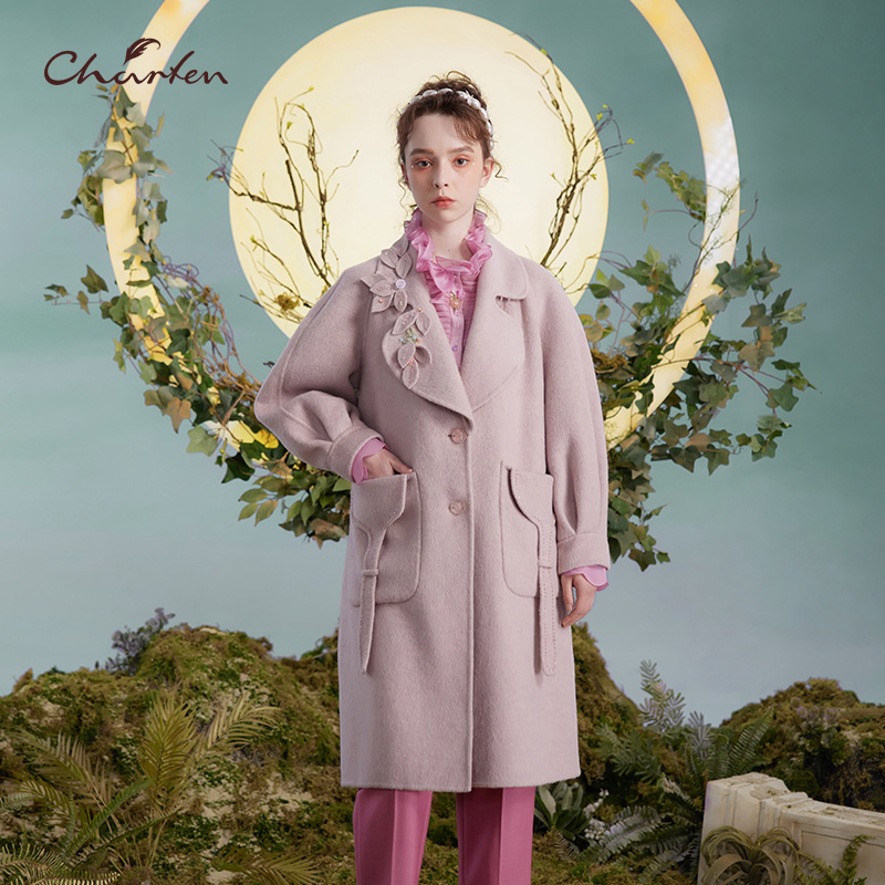 气质优雅显瘦保暖中长毛呢外套女