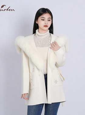 朝峰轻奢毛领毛呢短款收腰女外套