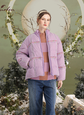 CHARFEN朝峰时尚原创个性保暖立领短款羽绒外套女CFD5E312-3018Y