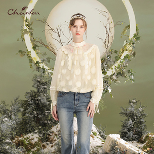 CHARFEN朝峰气质优雅名媛套头长袖 1010B 针织上衣女CFD5D109