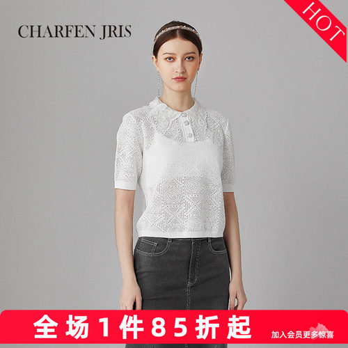 JRIS朝峰2025设计感镂空短袖针织衫FJF1B681-6188C