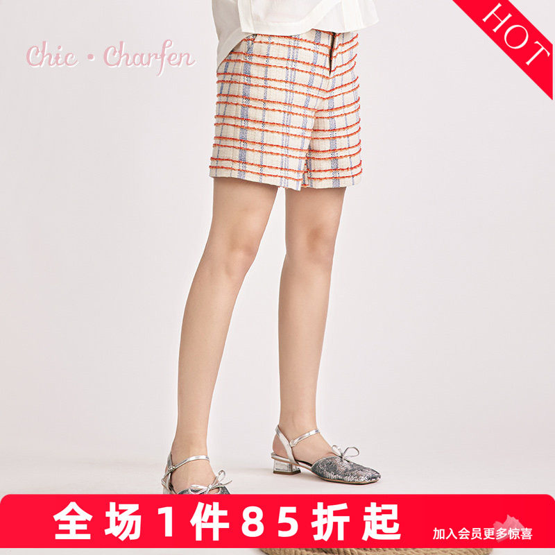 朝峰美式格子风高腰显瘦短裤女夏季百搭休闲裤子CFE2I511-5019D