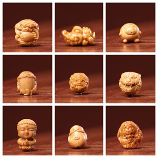 DIY配饰芭比老山檀香雕刻四不佛蝴蝶鳄鱼貔貅财神美人鱼国潮配珠