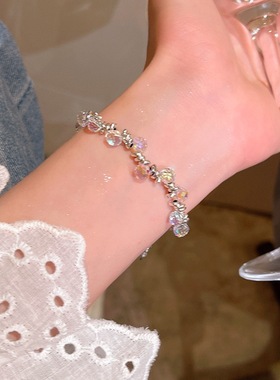 2025新款梦幻彩珠小灯泡碎银手链女轻奢小众设计高级感叠戴手饰