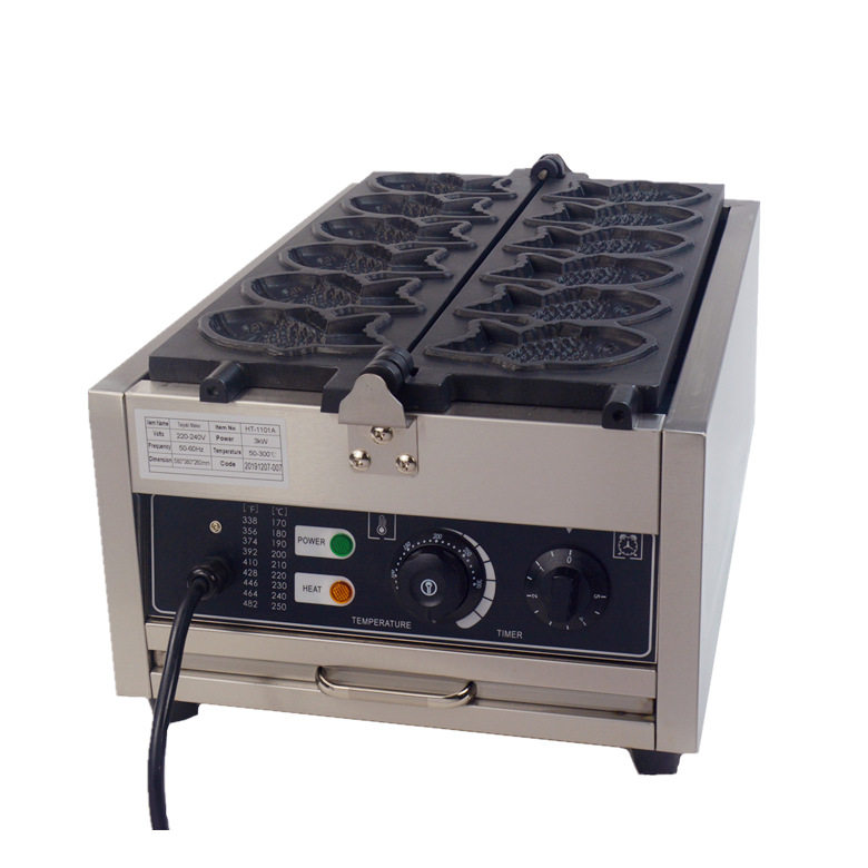 商用鲷鱼烧机器电热韩式小鱼饼机台湾鱼形烧日式鲷鱼烧六孔烤饼机