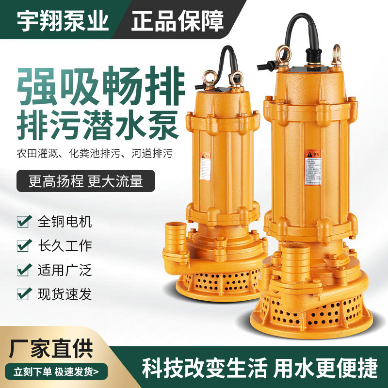 5kw高扬程污水泵三相工程排污潜水泵无堵塞2寸污水泵
