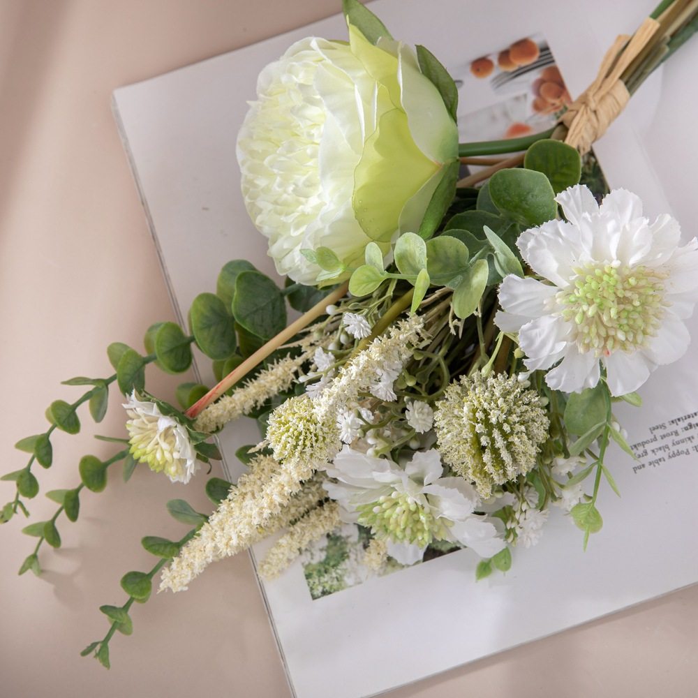 手捧花束阿加莎牡丹手札仿真花家居装饰花设计婚庆墙饰cf01188