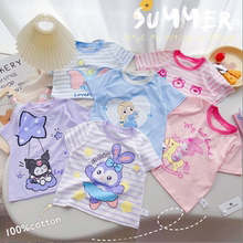T恤夏季 男女宝宝儿童全纯棉薄款 卡通条纹半袖 上衣打底衫 儿童短袖