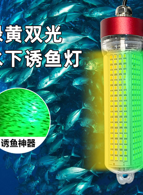 LED水下诱鱼灯聚鱼灯集鱼引鱼灯绿光海钓筏钓船钓鱿鱼防水灯5V12V