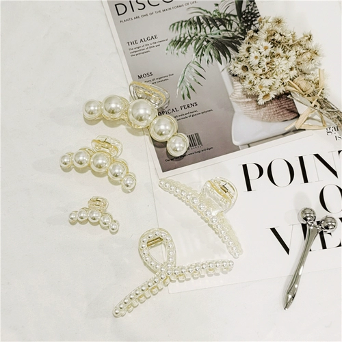 Брендовая заколка для волос из жемчуга, маленькая заколка-крабик, аксессуар для волос