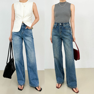 极简经典 高腰显瘦宽松直筒裤 窄版 女春2025新品 长裤 直筒牛仔裤